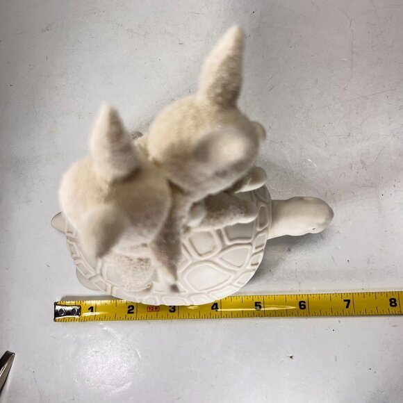 Vtg Dept 56 Snowbunnies Riding Turtle 1995 It's Working We're Going Faster - Picture 13 of 13